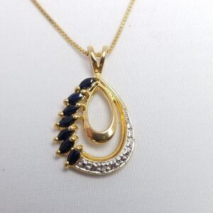 Vintage Sterling Silver Drop Shape Pendant with Chain, Gold Plated, Estate